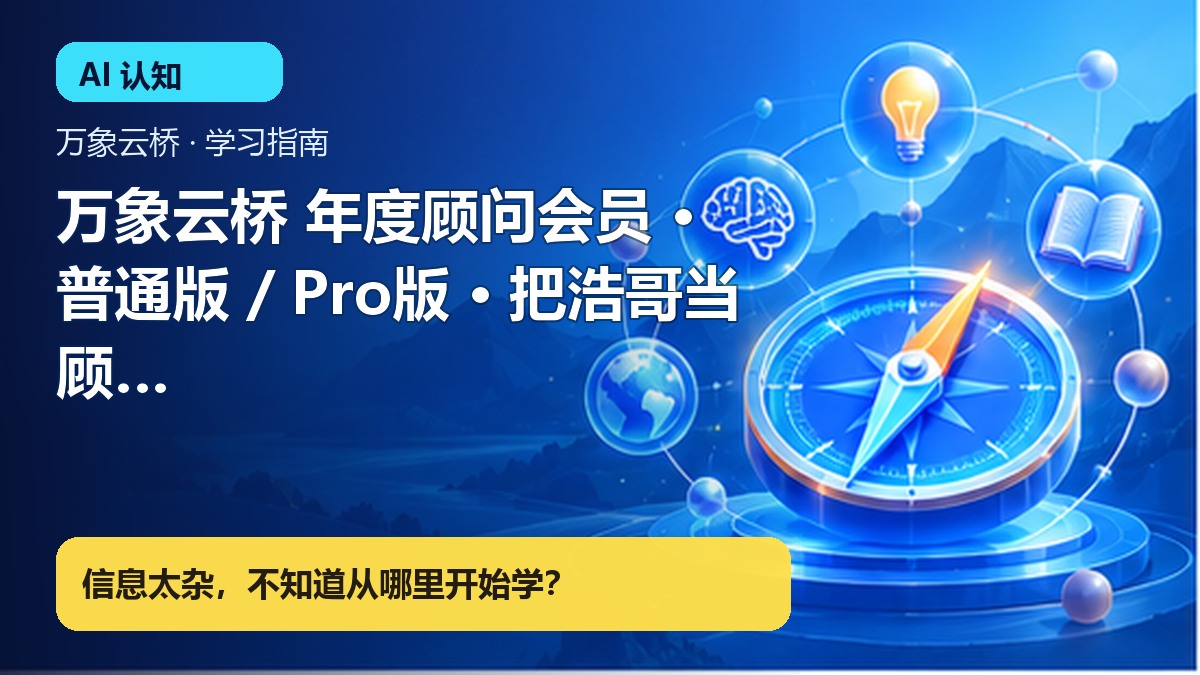 万象云桥 年度顾问会员 · 普通版 / Pro版 · 把浩哥当顾问，不是当老师 产品价值展示